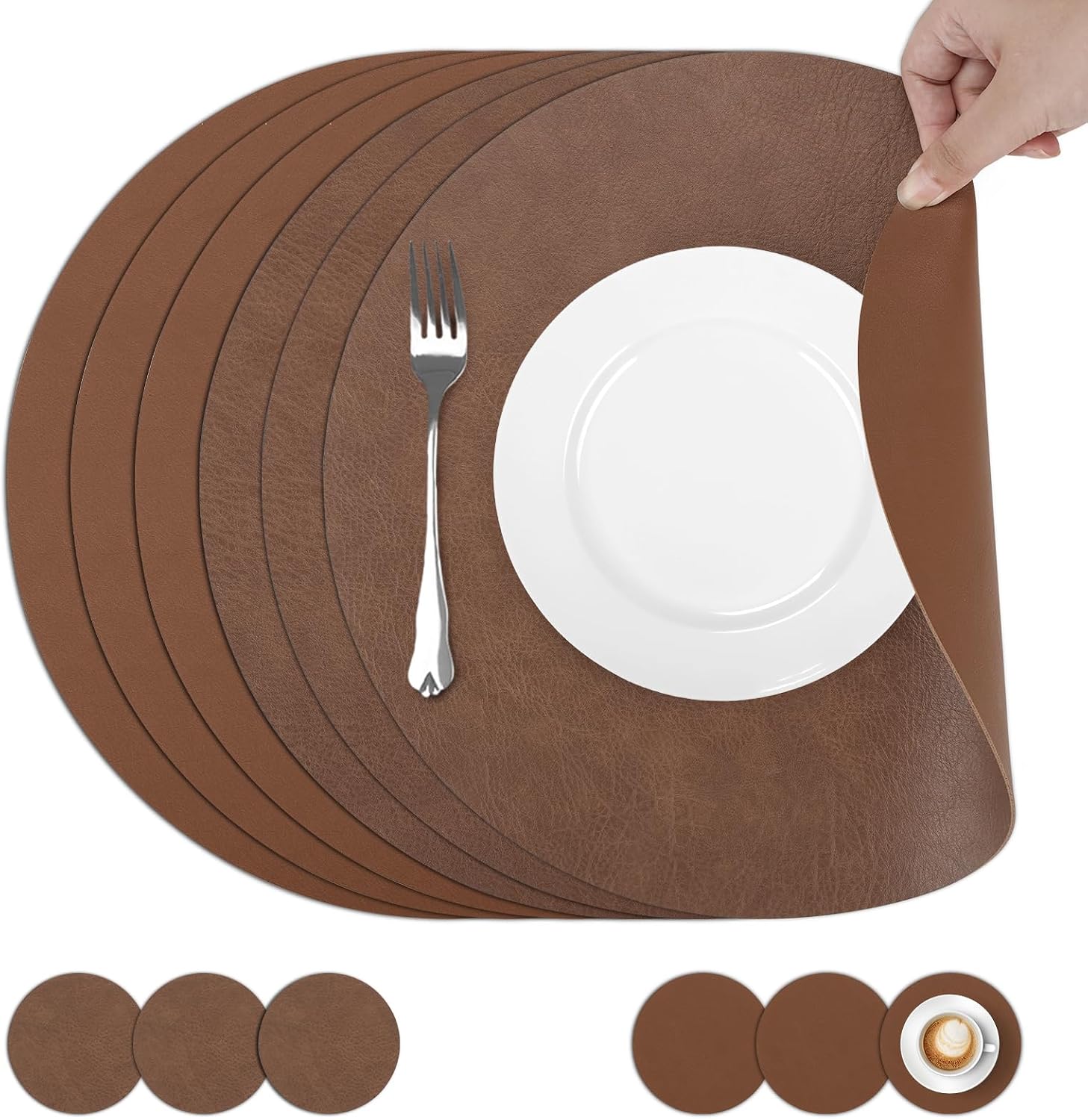 Tischset — abwaschbar, rutschfest, für Party und Festival, wasserbeständig, 6er Set, 33cm, braun