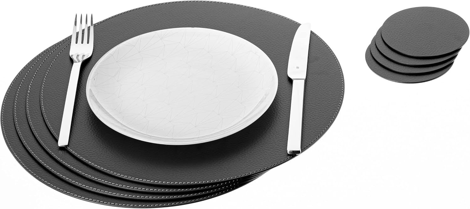 Tischset – recycelbar, 4 Stück, 33 cm, 10cm, schwarz