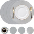 Tischset: abwaschbar, rutschfest, aus PU-Leder, für Party und Festival, 4er Set, 38 cm, grau