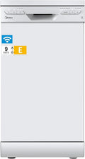 Midea Geschirrspüler 45 cm, WLAN-fähig, 9 Maßgedecke, 5 Programme, leise 47 dB, höhenverstellbarer Oberkorb, freistehend oder unterbaufähig, weiß