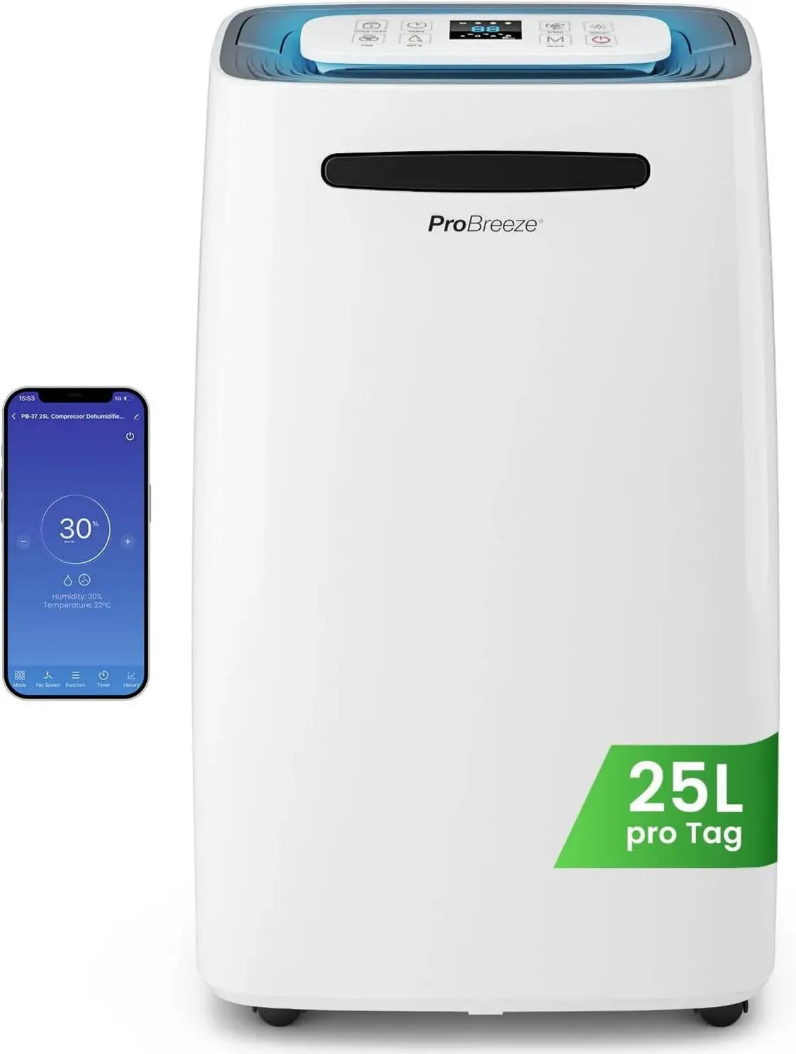 Pro Breeze 25L Luftentfeuchter mit 4 Modi und Digitalanzeige für bis zu 30 m²