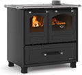 Effizienter Nordica Holzherd für Familien, 9 kW, Rechtsausführung, Schwarz/Anthrazit